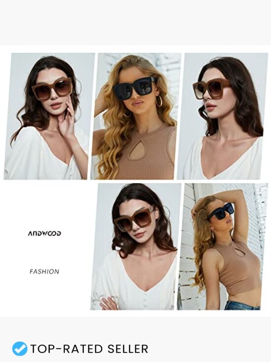 Oversized Square Sunglasses Retro Trendy UV Protection Large Wide Frame Shades
